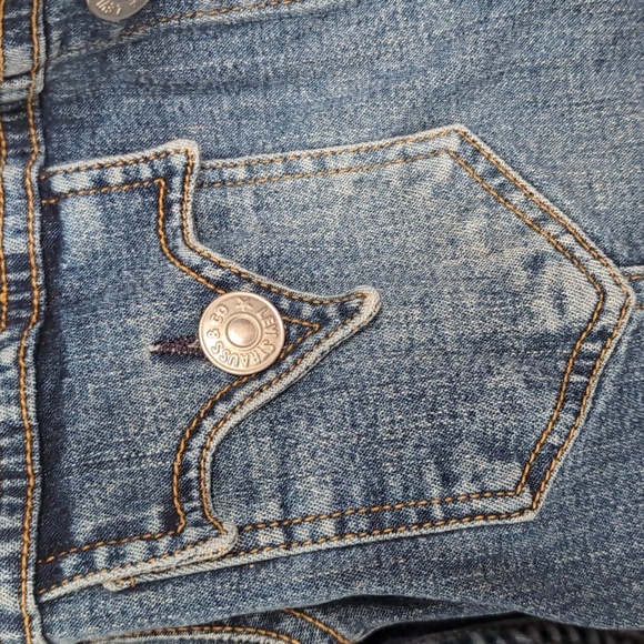 2004 Vintage Levi Strauss Trucker Jean Jacket Light Wear Size Junior's Large - Picture 3 of 6